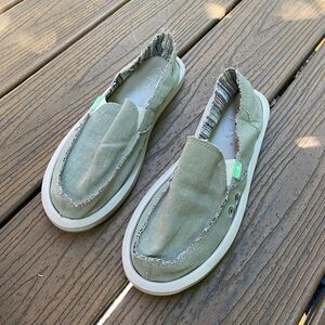 Sanuk Donna‎ Hemp Side Walk Surfer Slip-Ons Women's 7 Color Green